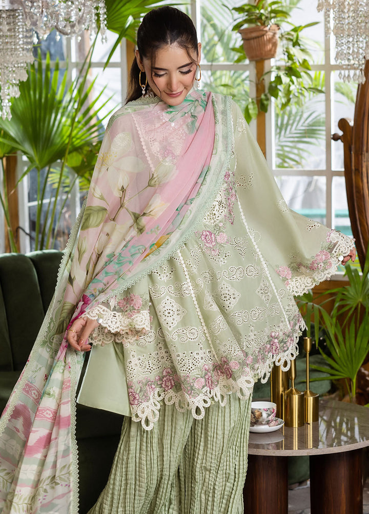 Elaf Chikankari Lawn Suits Unstitched 3 Piece EEC - 5B Matcha - Festive Collection