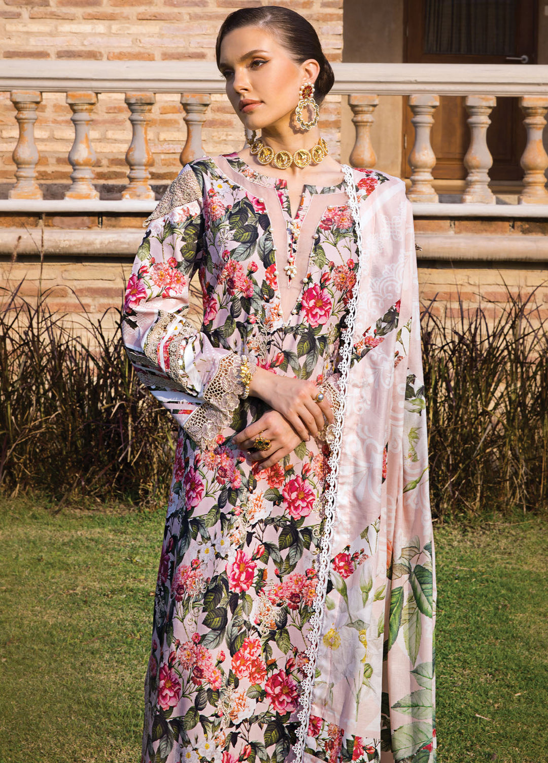 Elaf Chikankari Lawn Suits Unstitched 3 Piece EF24PC ECT 01A - Summer Collection