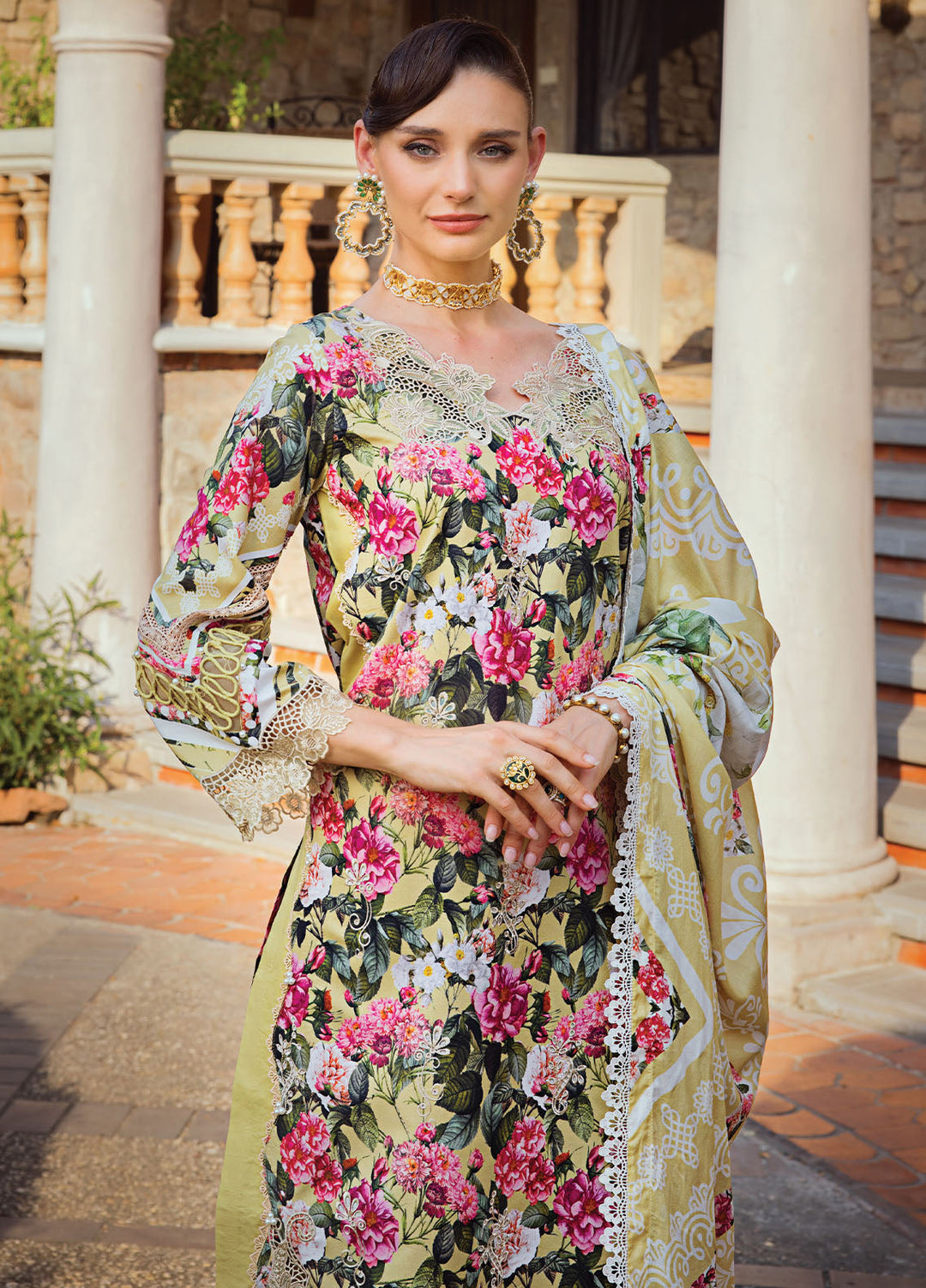 Elaf Chikankari Lawn Suits Unstitched 3 Piece EF24PC ECT 01B - Summer Collection