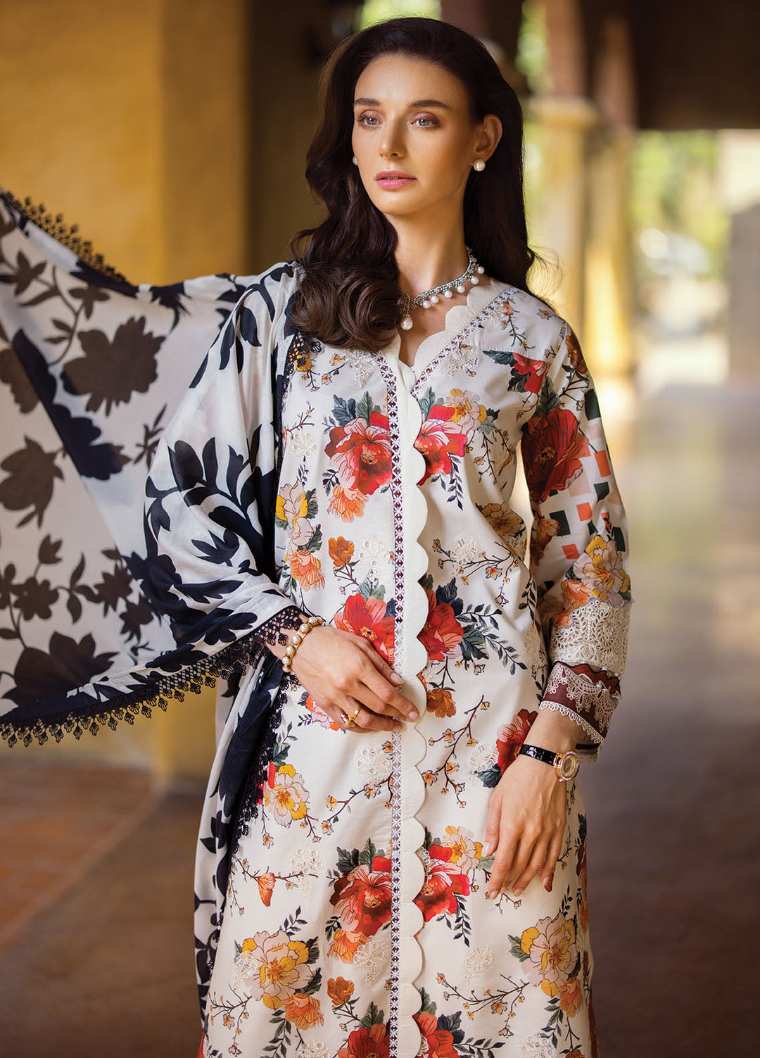 Elaf Chikankari Lawn Suits Unstitched 3 Piece EF24PC ECT 02A - Summer Collection