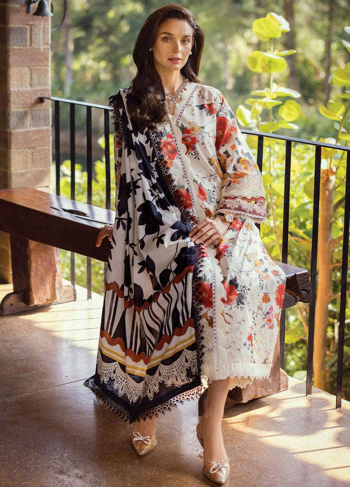 Elaf Chikankari Lawn Suits Unstitched 3 Piece EF24PC ECT 02A - Summer Collection