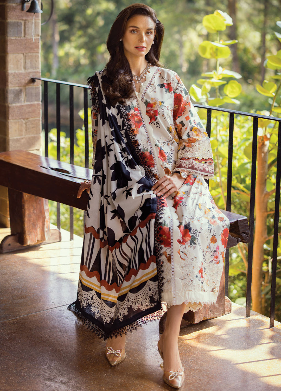 Elaf Chikankari Lawn Suits Unstitched 3 Piece EF24PC ECT 02A - Summer Collection