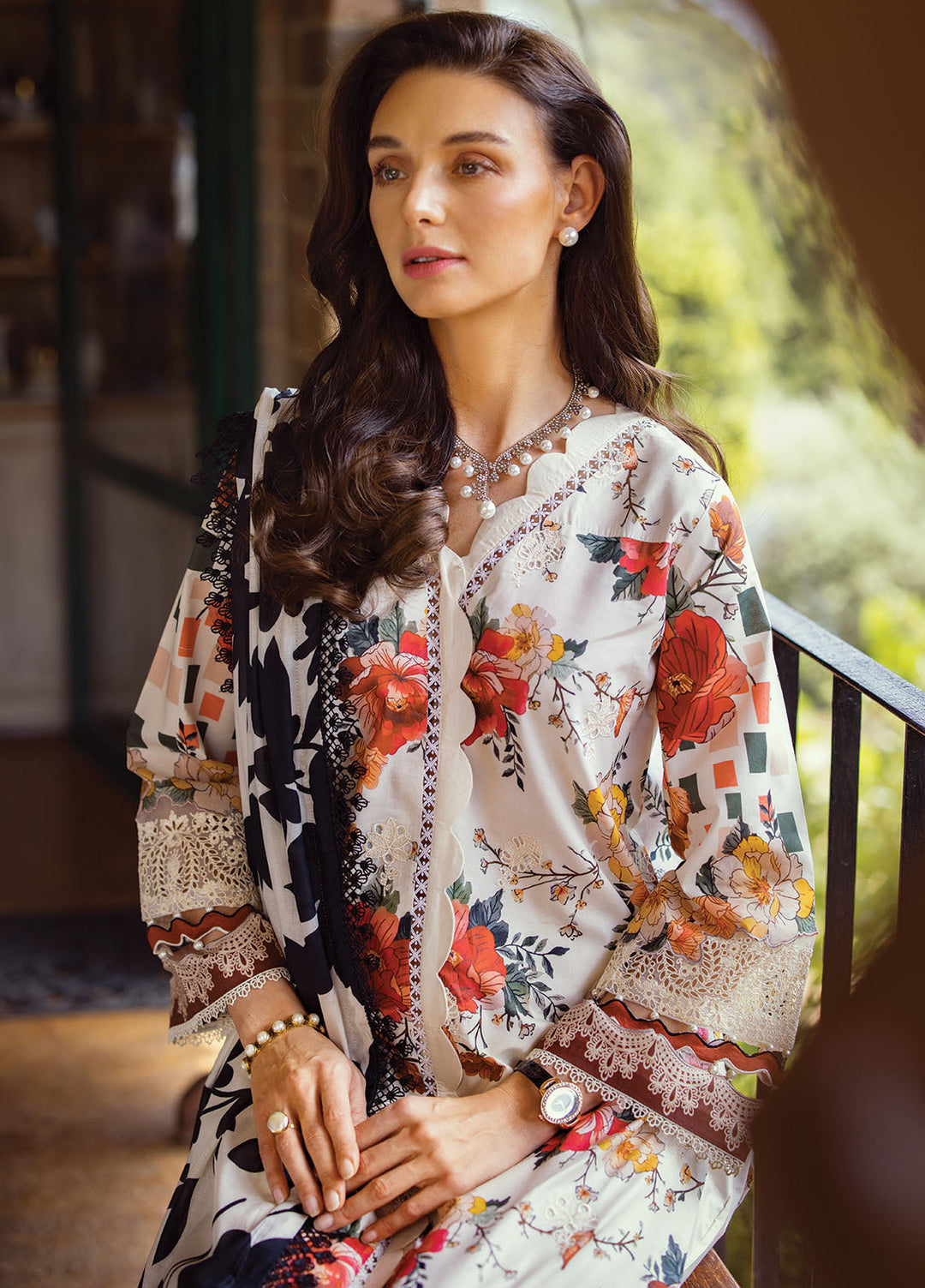 Elaf Chikankari Lawn Suits Unstitched 3 Piece EF24PC ECT 02A - Summer Collection