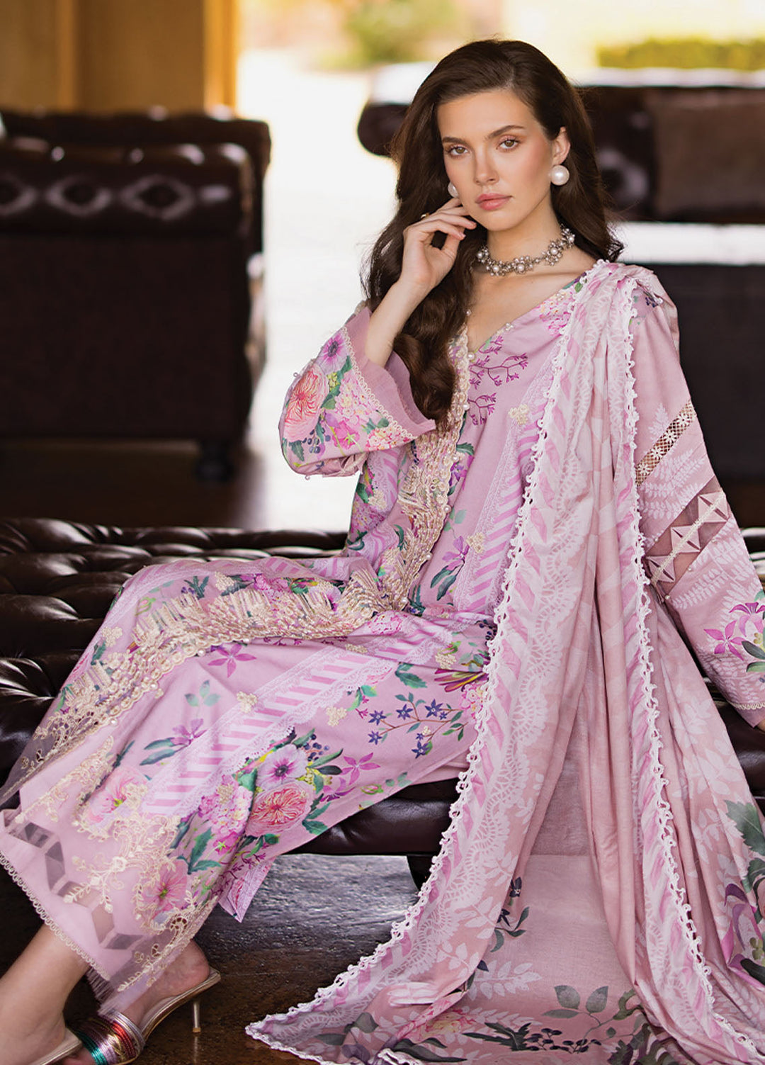 Elaf Chikankari Lawn Suits Unstitched 3 Piece EF24PC ECT 04B - Summer Collection
