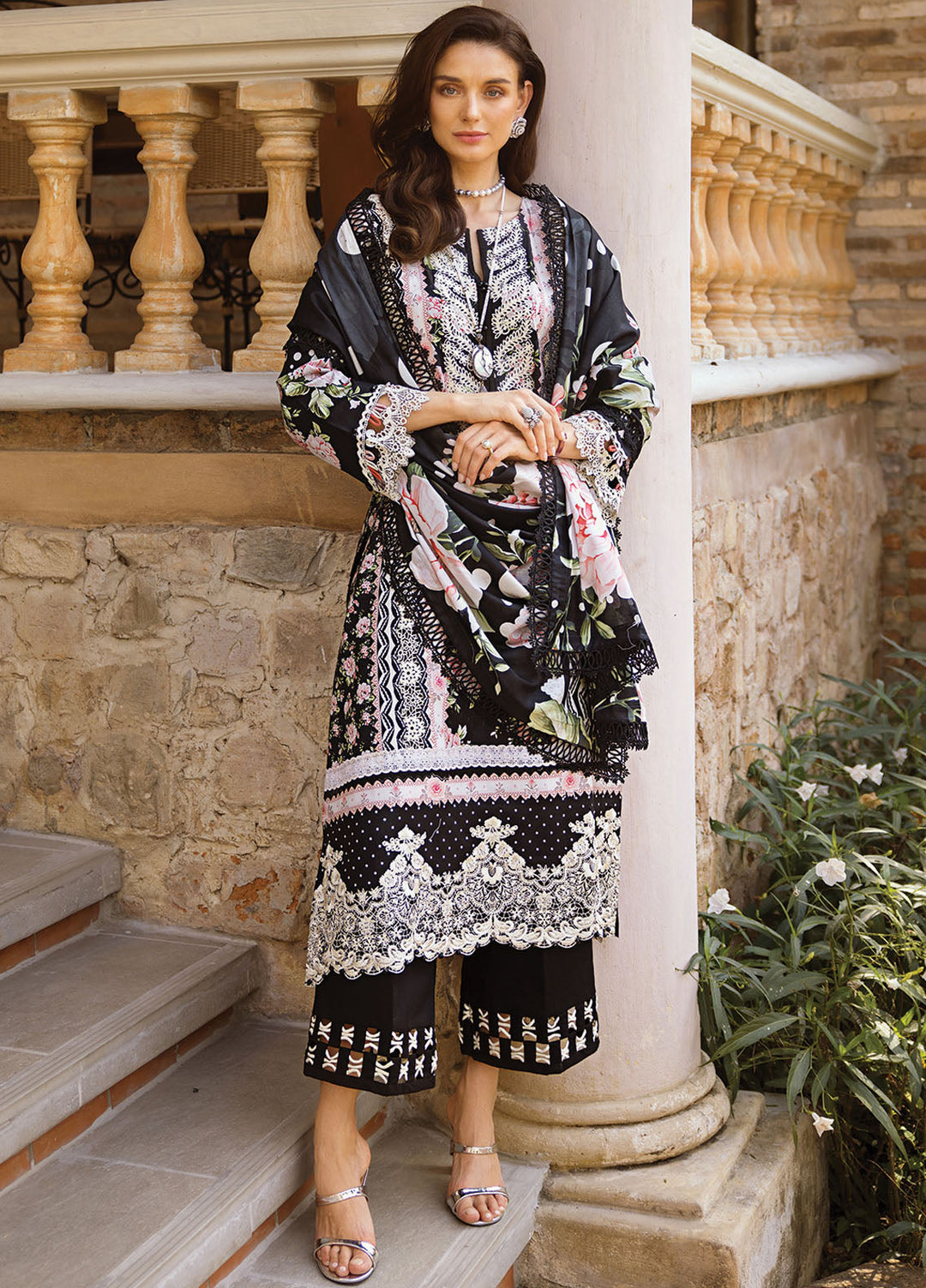 Elaf Chikankari Lawn Suits Unstitched 3 Piece EF24PC ECT 05B - Summer Collection