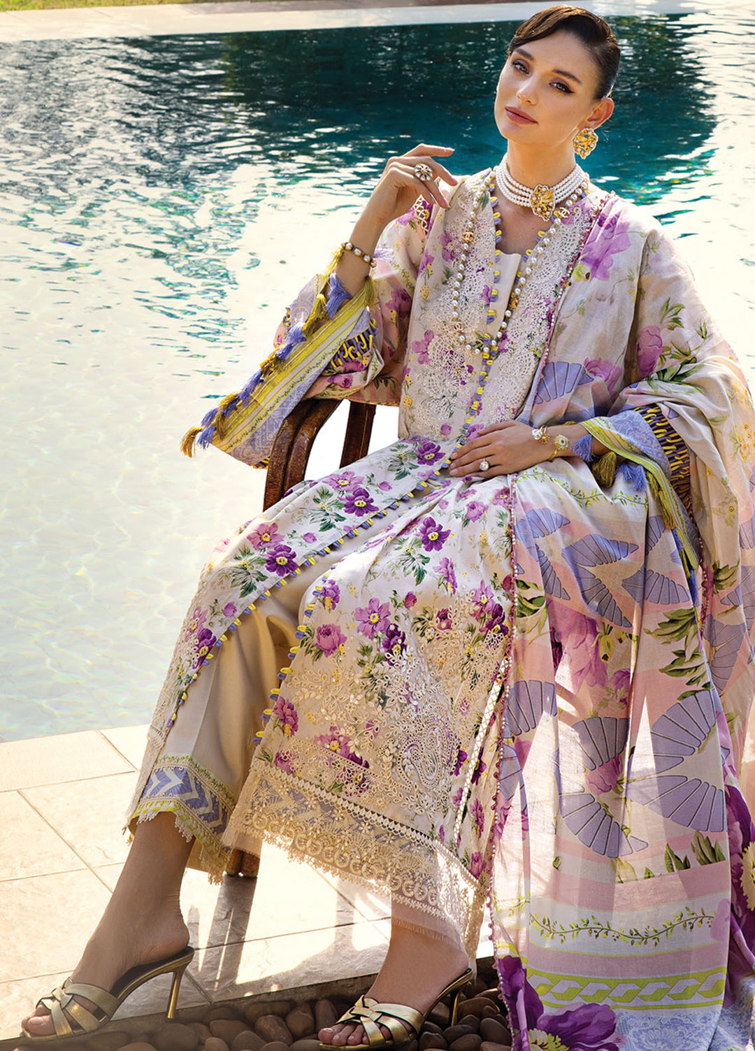 Elaf Chikankari Lawn Suits Unstitched 3 Piece EF24PC ECT 06A - Summer Collection