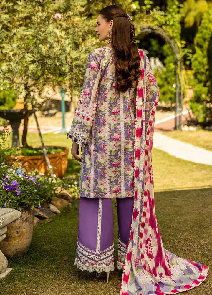 Elaf Chikankari Lawn Suits Unstitched 3 Piece EF25PC ELK-02A Periwinkle - Summer Collection