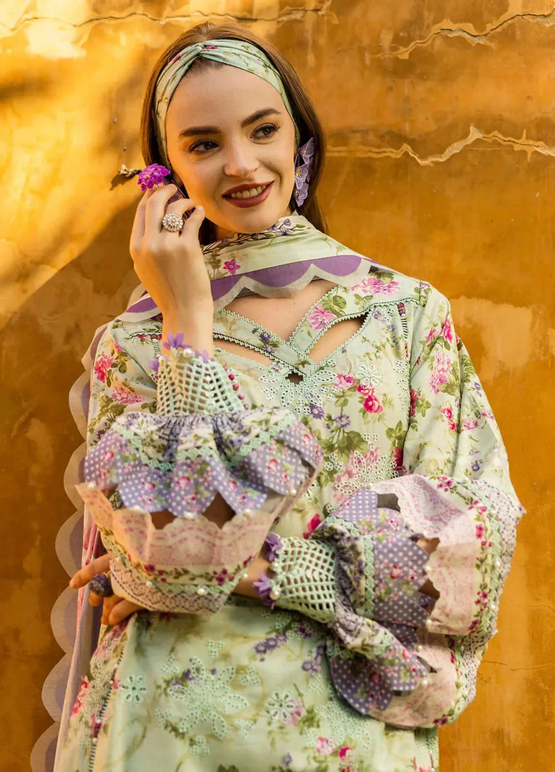 Elaf Chikankari Lawn Suits Unstitched 3 Piece EF25PC ELK-03A Floreale - Summer Collection