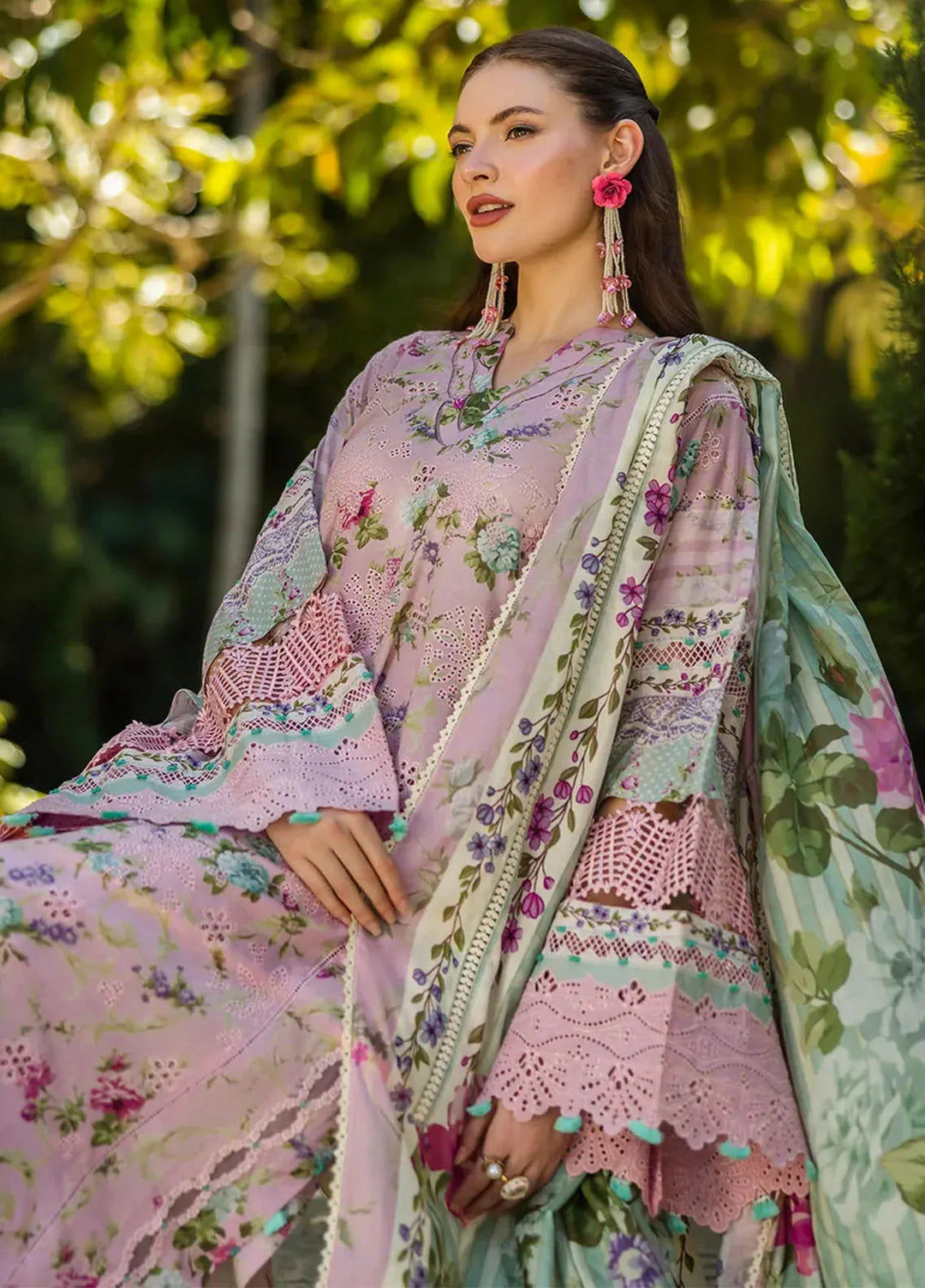 Elaf Chikankari Lawn Suits Unstitched 3 Piece EF25PC ELK-03B Princess Rose - Summer Collection