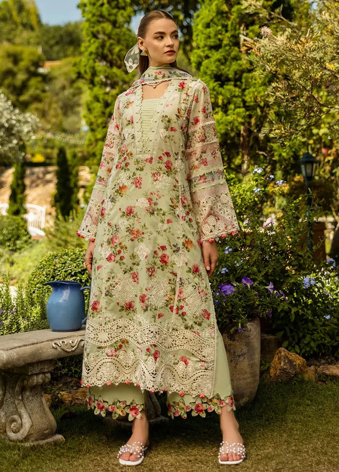 Elaf Chikankari Lawn Suits Unstitched 3 Piece EF25PC ELK-04A Dear Paradise - Summer Collection