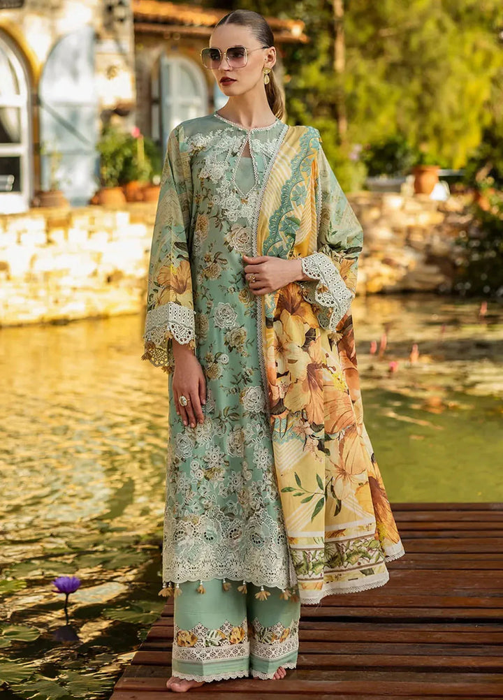 Elaf Chikankari Lawn Suits Unstitched 3 Piece EF25PC ELK-06A Pistachio Dreams - Summer Collection
