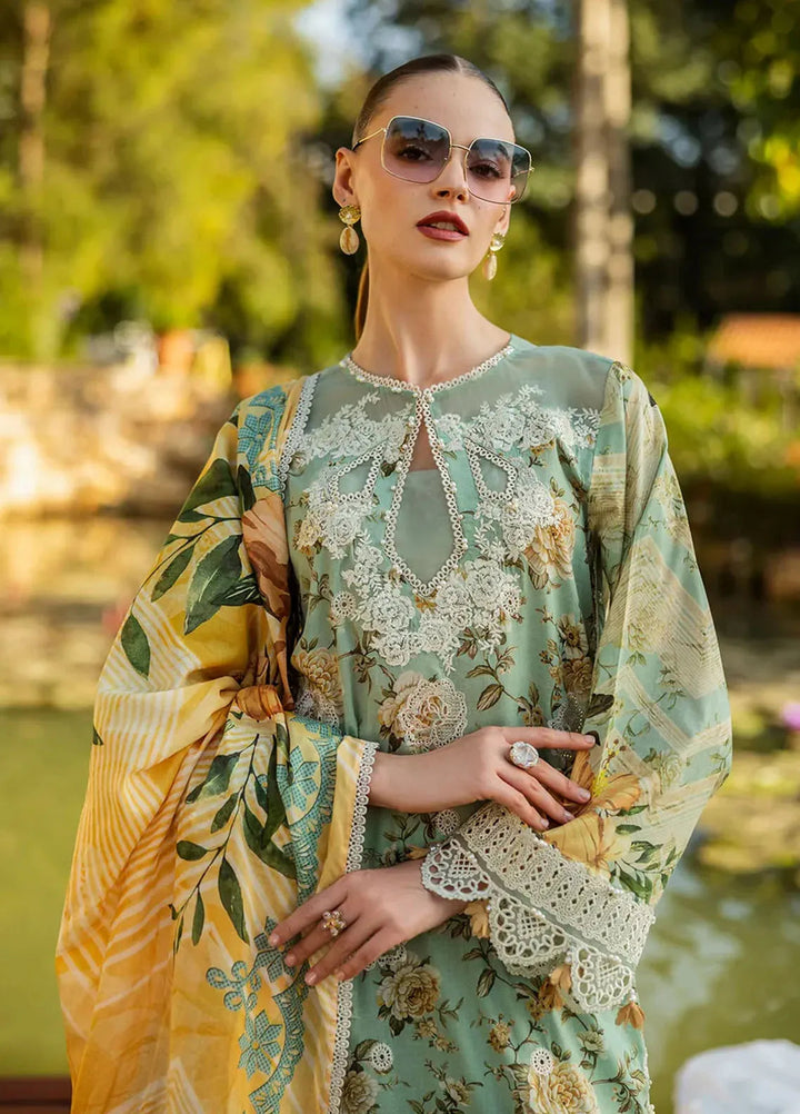 Elaf Chikankari Lawn Suits Unstitched 3 Piece EF25PC ELK-06A Pistachio Dreams - Summer Collection