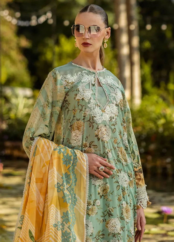 Elaf Chikankari Lawn Suits Unstitched 3 Piece EF25PC ELK-06A Pistachio Dreams - Summer Collection