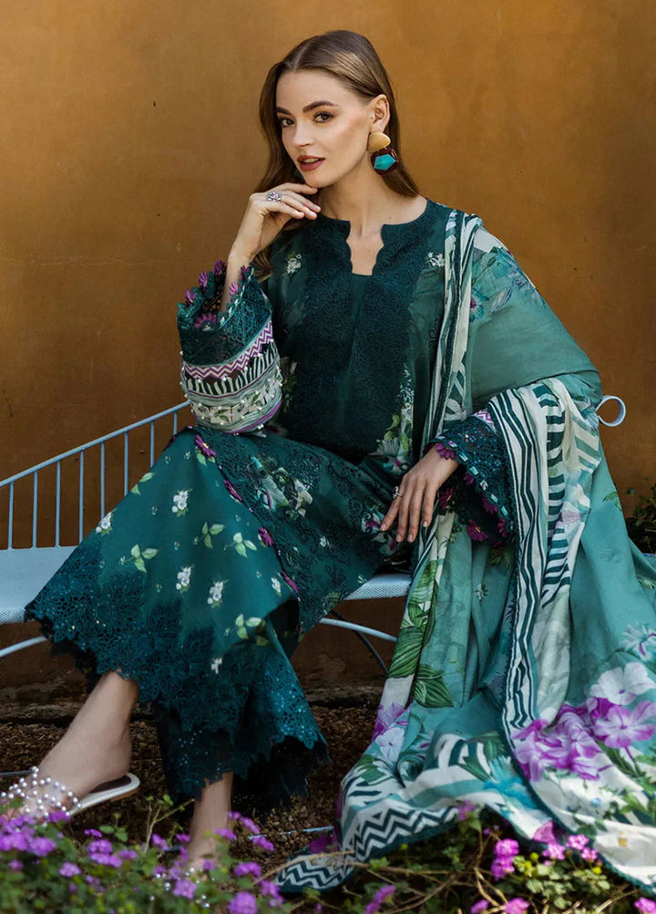 Elaf Chikankari Lawn Suits Unstitched 3 Piece EF25PC ELK-07B Jade Embrace - Summer Collection