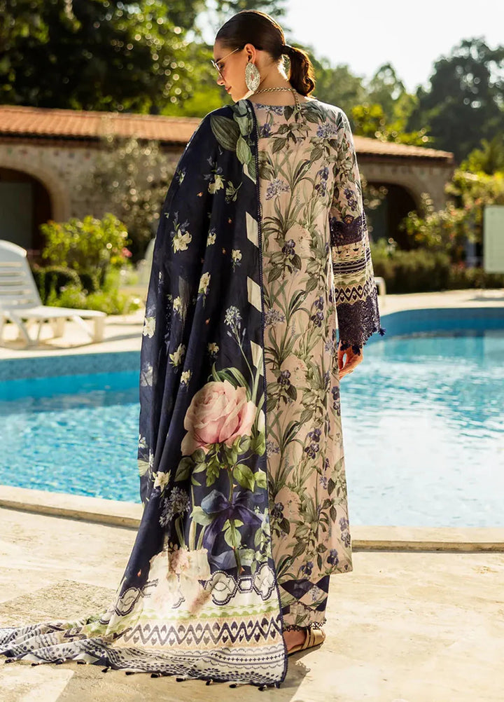 Elaf Chikankari Lawn Suits Unstitched 3 Piece EF25PC ELK-08B Azzurro - Summer Collection