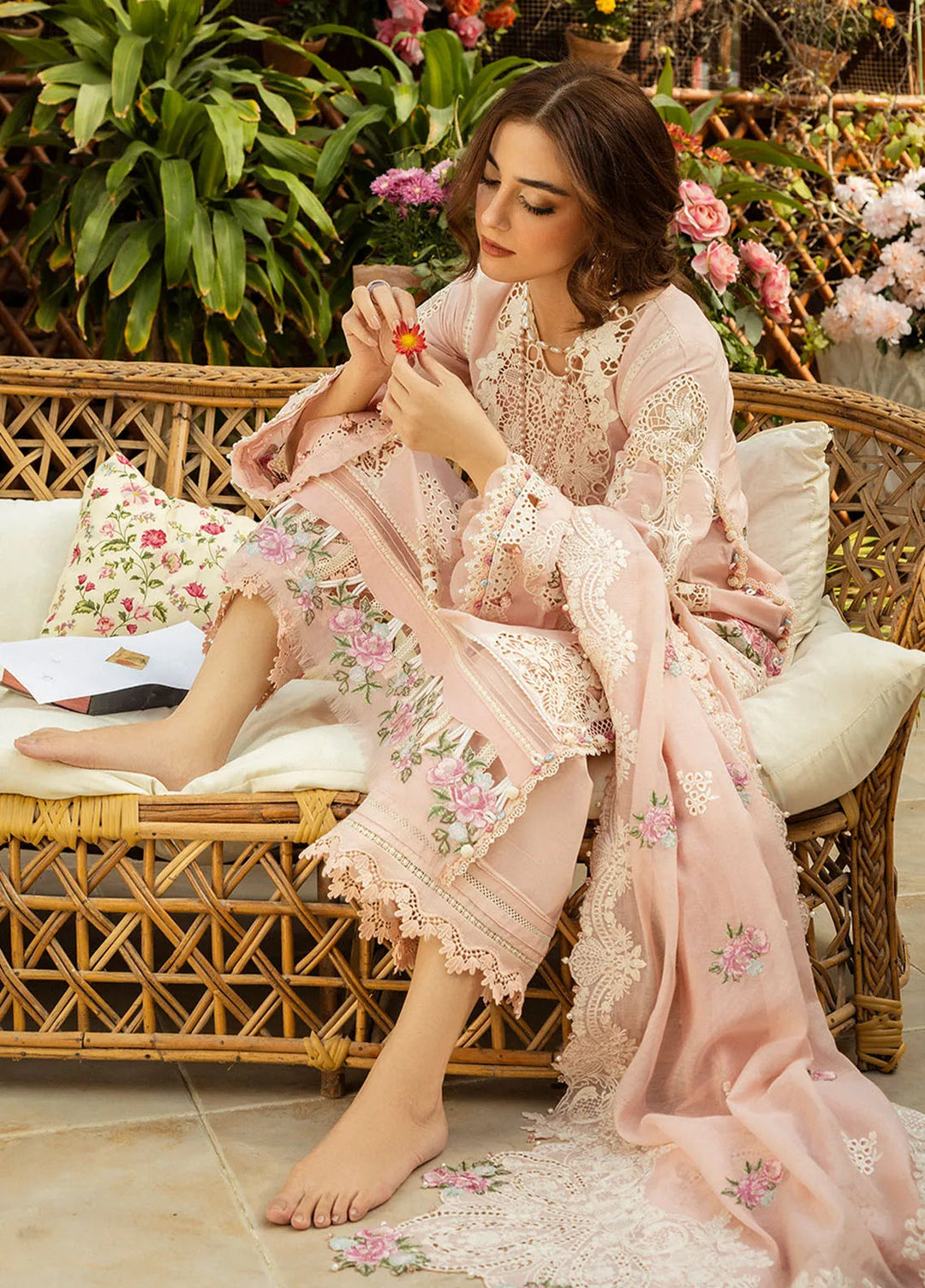 Elaf Embroidered Lawn Suit Unstitched 3 Piece EF25LL ELM-02 A Mahgul - Summer Collection