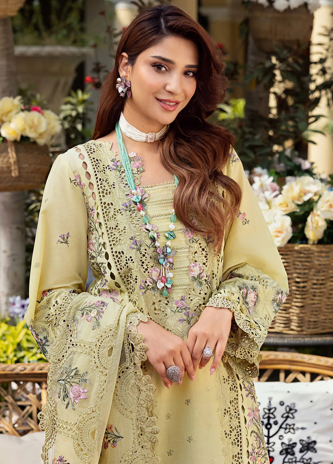 Elaf Embroidered Lawn Suit Unstitched 3 Piece EF25LL ELM-03 A Bahaar - Summer Collection