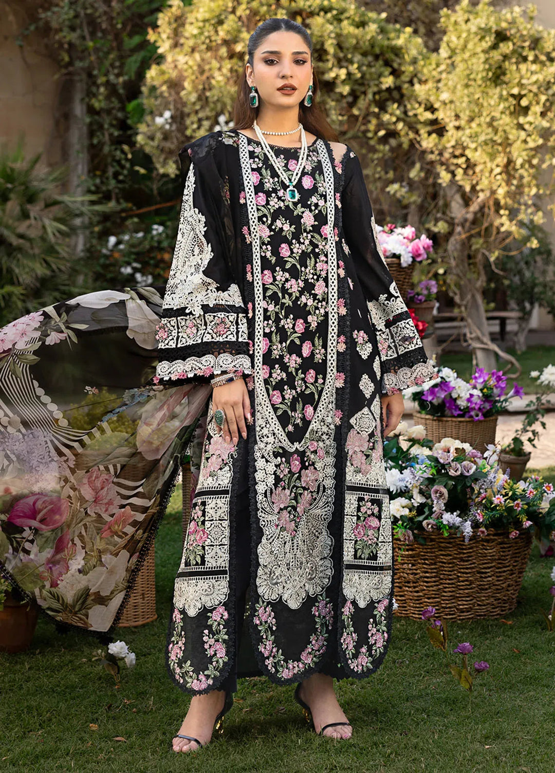 Elaf Embroidered Lawn Suit Unstitched 3 Piece EF25LL ELM- 04 Mahjabeen - Summer Collection