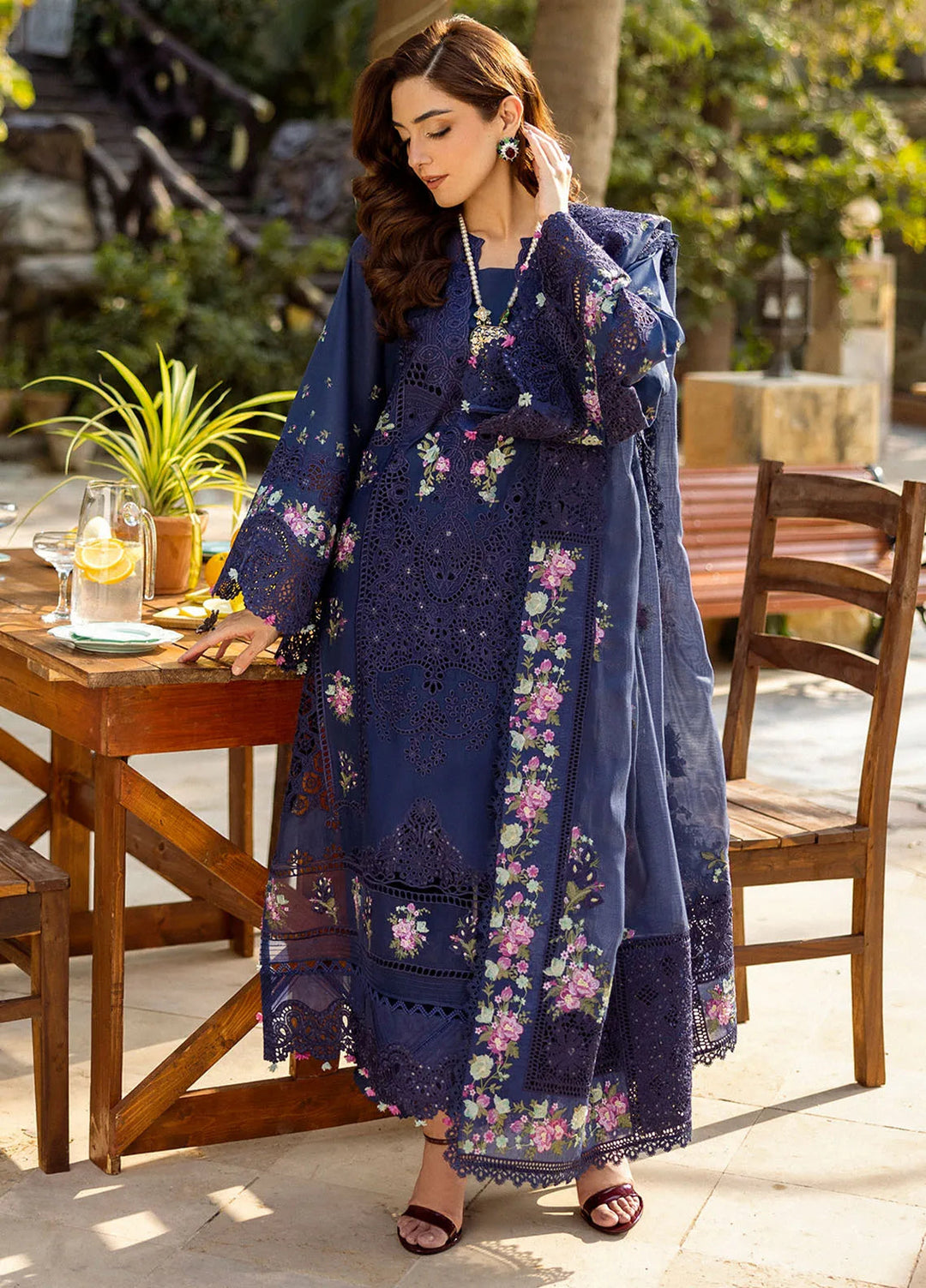 Elaf Embroidered Lawn Suit Unstitched 3 Piece EF25LL ELM-06 Neelam - Summer Collection