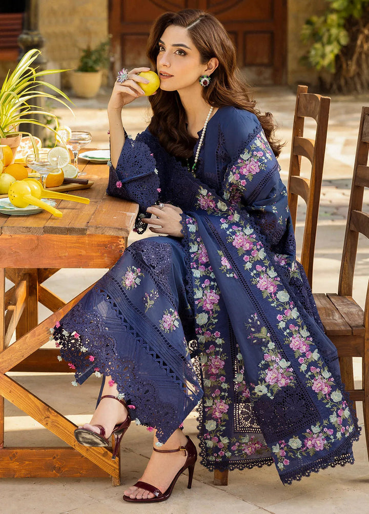 Elaf Embroidered Lawn Suit Unstitched 3 Piece EF25LL ELM-06 Neelam - Summer Collection