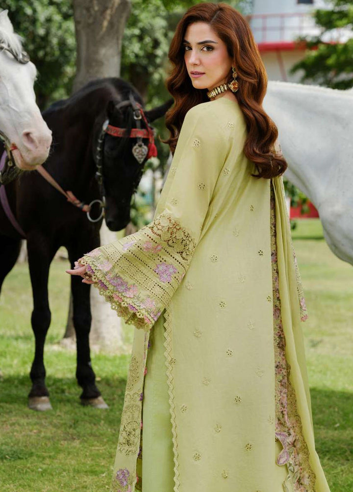 Elaf Embroidered Lawn Suits Unstitched 3 Piece EF25LV ELH-1A Pistacia - Summer Collection