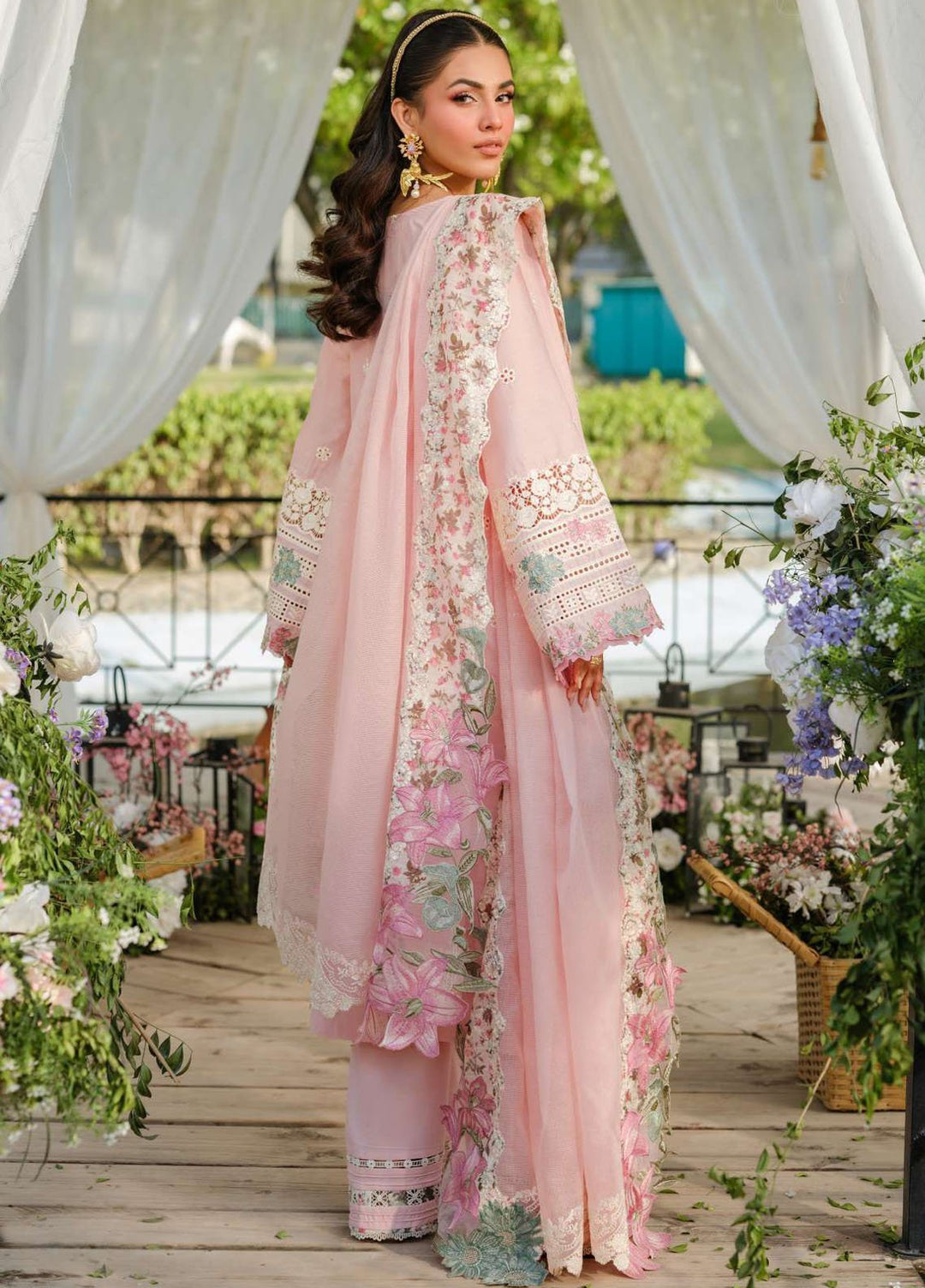Elaf Embroidered Lawn Suits Unstitched 3 Piece EF25LV ELH-1B Sophia - Summer Collection