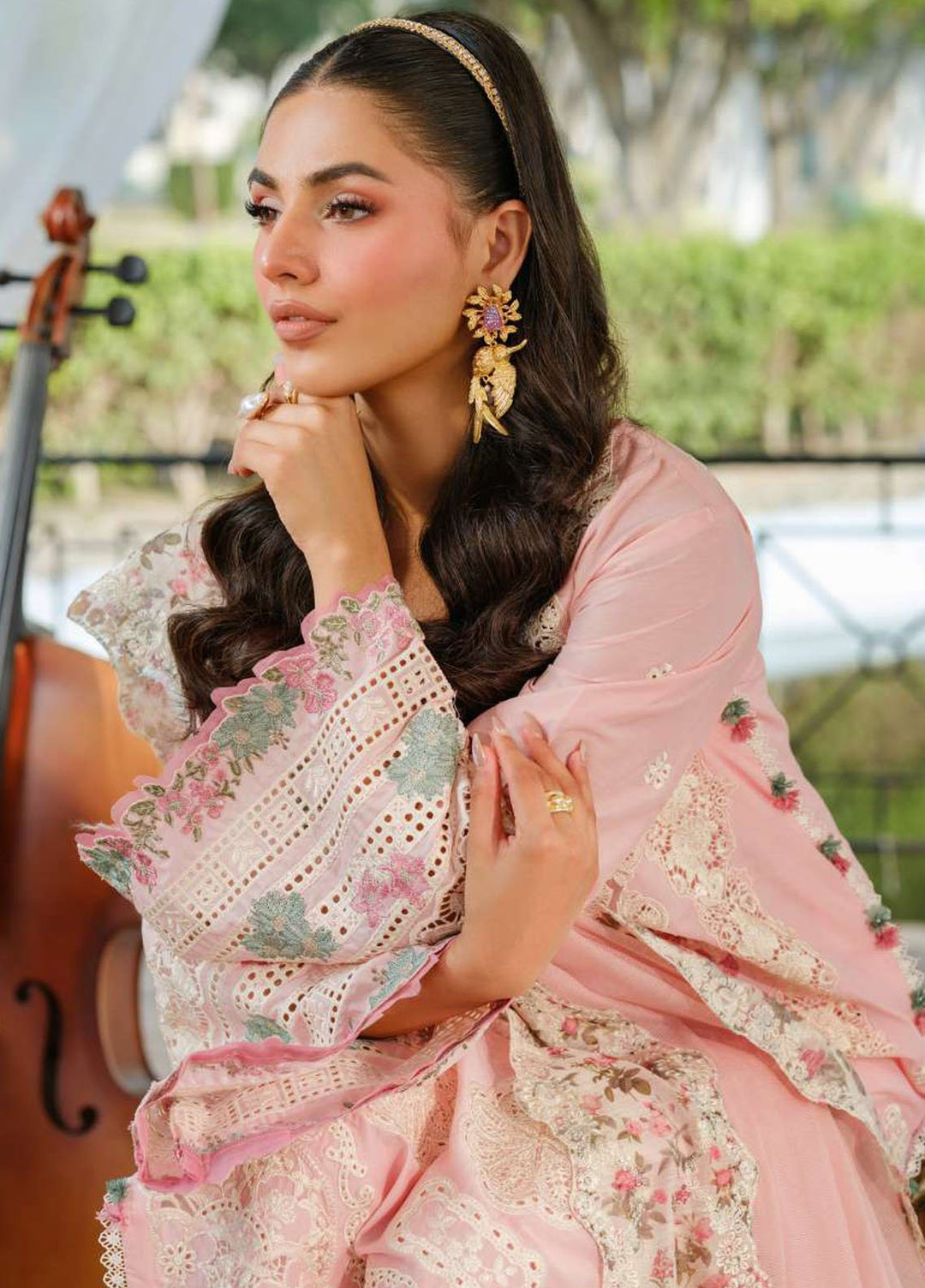 Elaf Embroidered Lawn Suits Unstitched 3 Piece EF25LV ELH-1B Sophia - Summer Collection