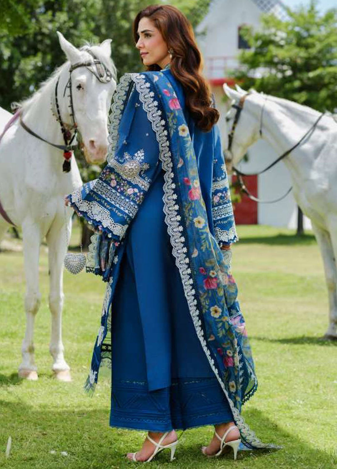 Elaf Embroidered Lawn Suits Unstitched 3 Piece EF25LV ELH-2A Ziva - Summer Collection