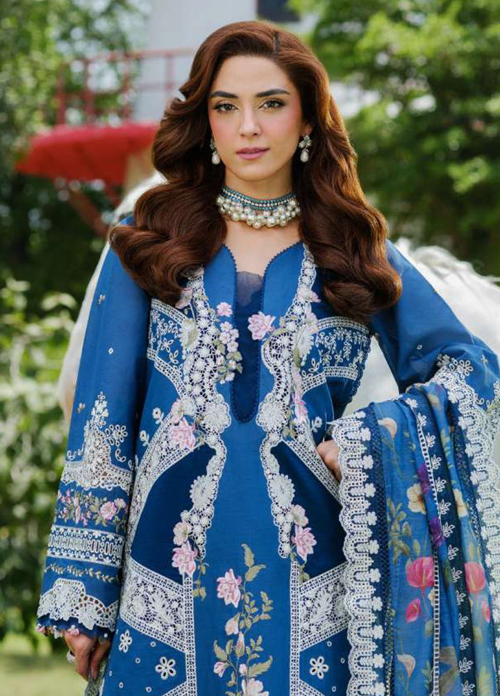 Elaf Embroidered Lawn Suits Unstitched 3 Piece EF25LV ELH-2A Ziva - Summer Collection