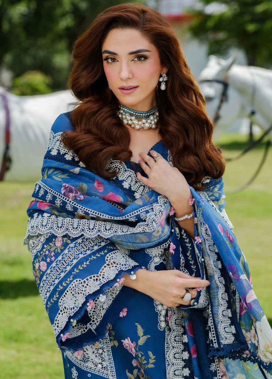 Elaf Embroidered Lawn Suits Unstitched 3 Piece EF25LV ELH-2A Ziva - Summer Collection