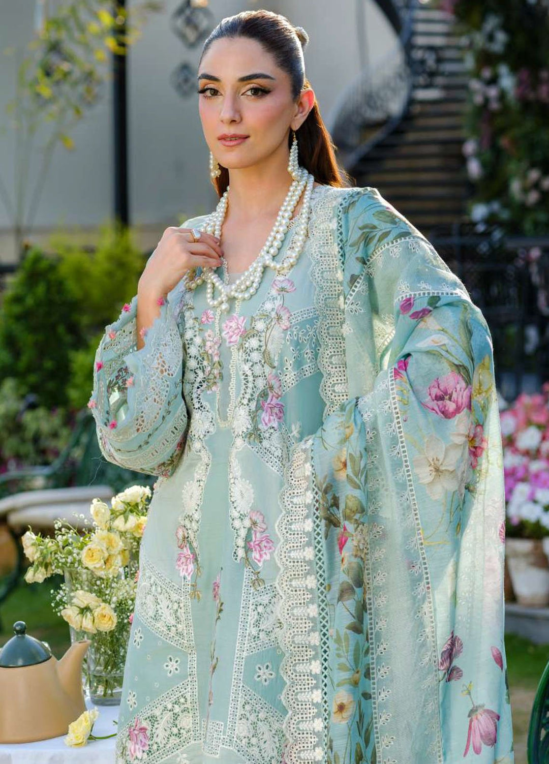 Elaf Embroidered Lawn Suits Unstitched 3 Piece EF25LV ELH-2B Zoya - Summer Collection