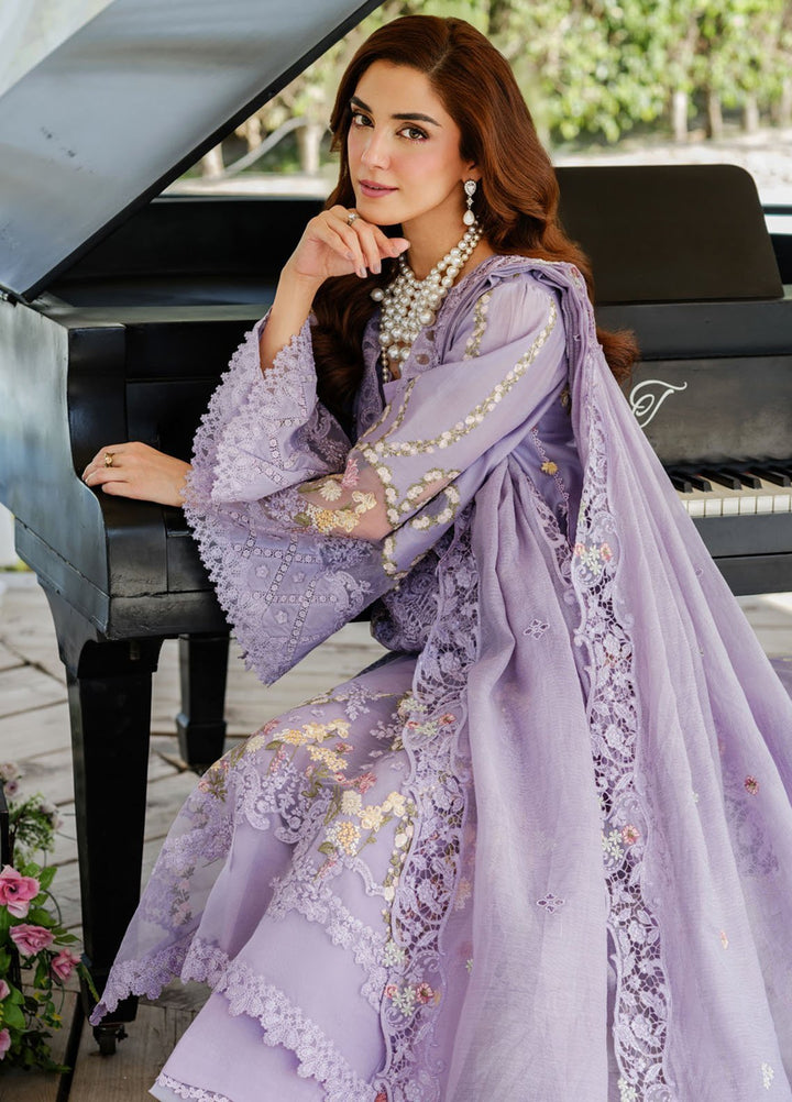 Elaf Embroidered Lawn Suits Unstitched 3 Piece EF25LV ELH-3A Paris Hues - Summer Collection