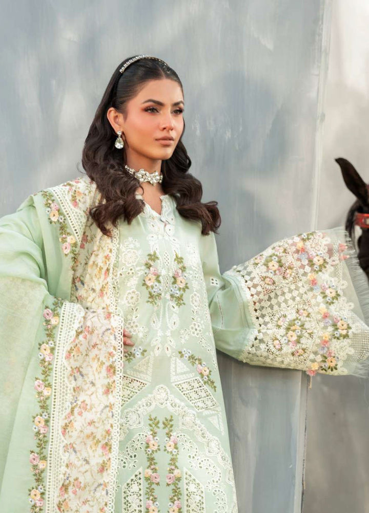 Elaf Embroidered Lawn Suits Unstitched 3 Piece EF25LV ELH-4B Frostel - Summer Collection