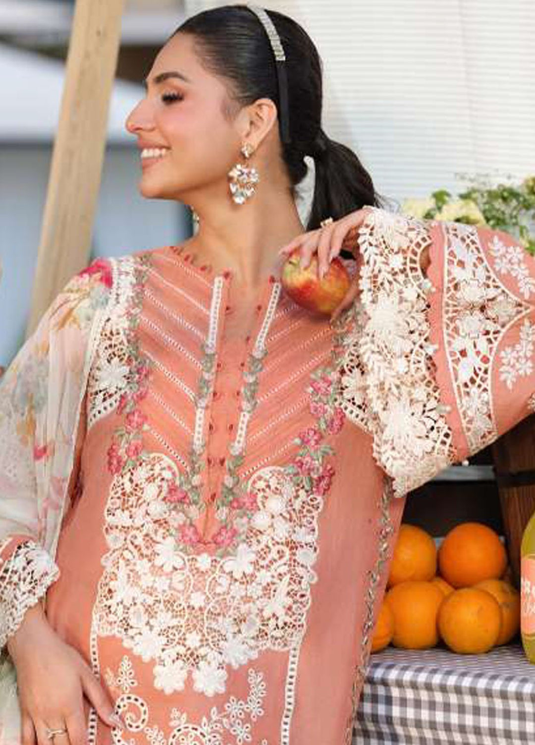 Elaf Embroidered Lawn Suits Unstitched 3 Piece EF25LV ELH-5A Autumn dream - Summer Collection