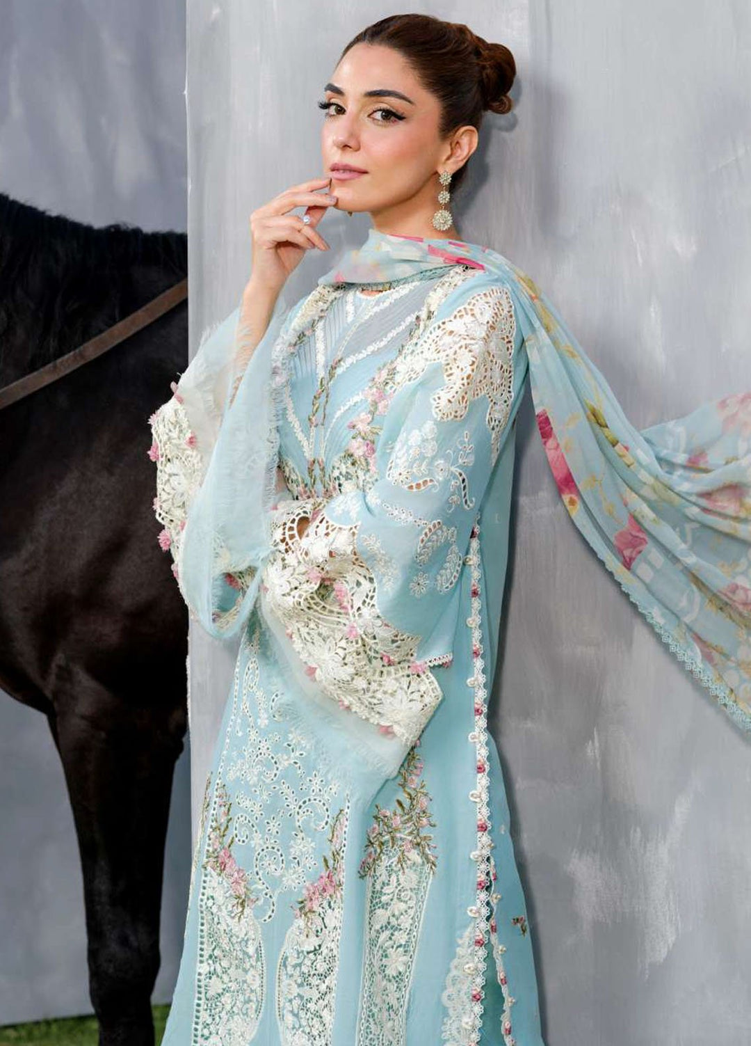 Elaf Embroidered Lawn Suits Unstitched 3 Piece EF25LV ELH-5B Elya - Summer Collection