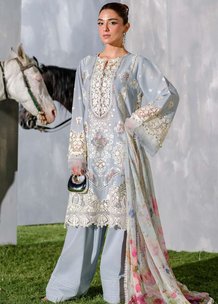 Elaf Embroidered Lawn Suits Unstitched 3 Piece EF25LV ELH-7B Issabel - Summer Collection