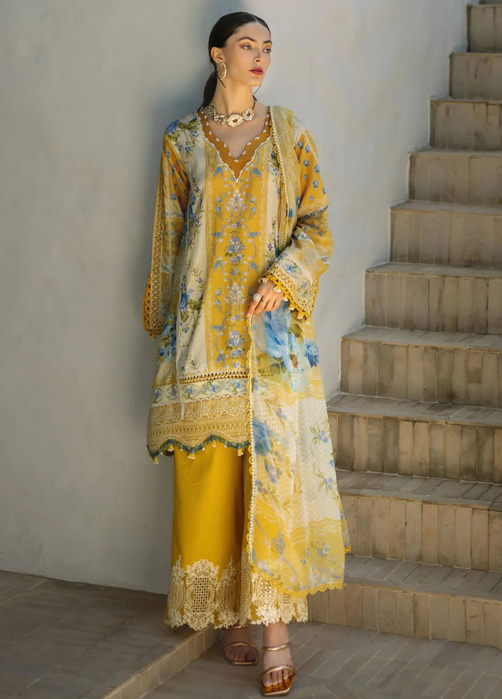 Elaf Embroidered Lawn Suits Unstitched 3 Piece EL25SL ETS-03B - Summer Collection