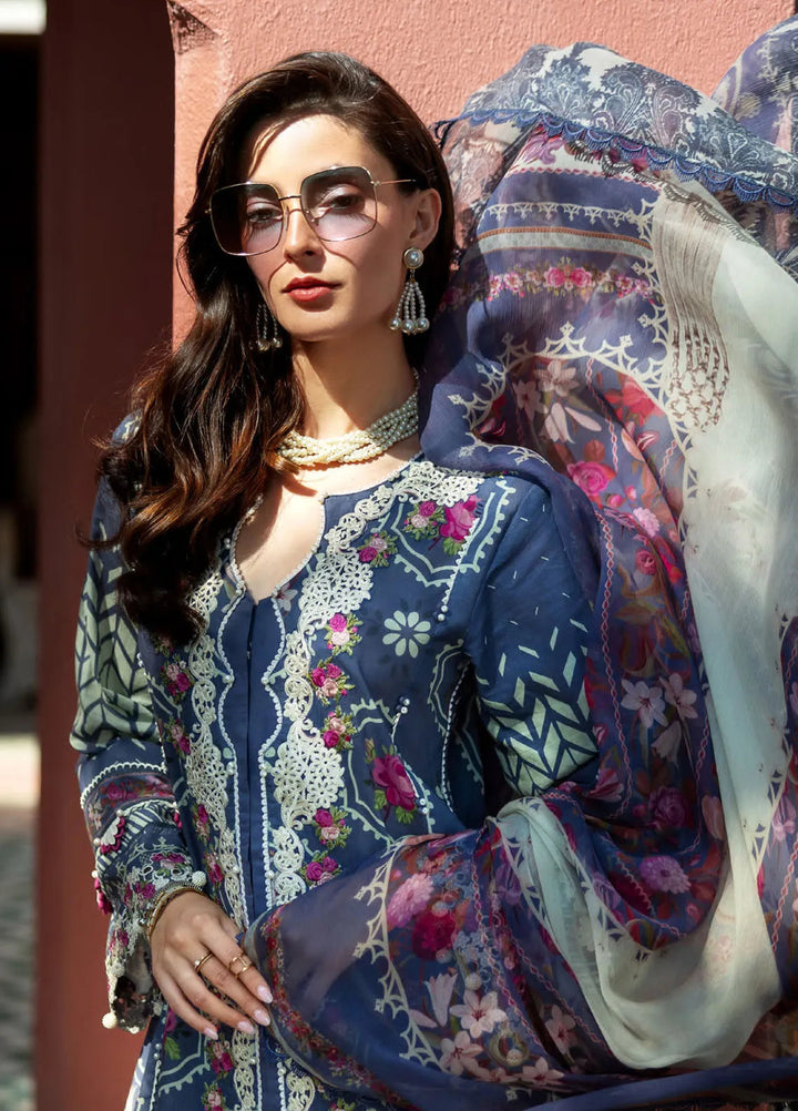 Elaf Embroidered Lawn Suits Unstitched 3 Piece EL25SL ETS-04A - Summer Collection