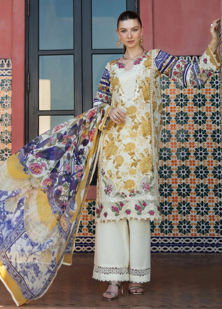 Elaf Embroidered Lawn Suits Unstitched 3 Piece EL25SL ETS-05A - Summer Collection