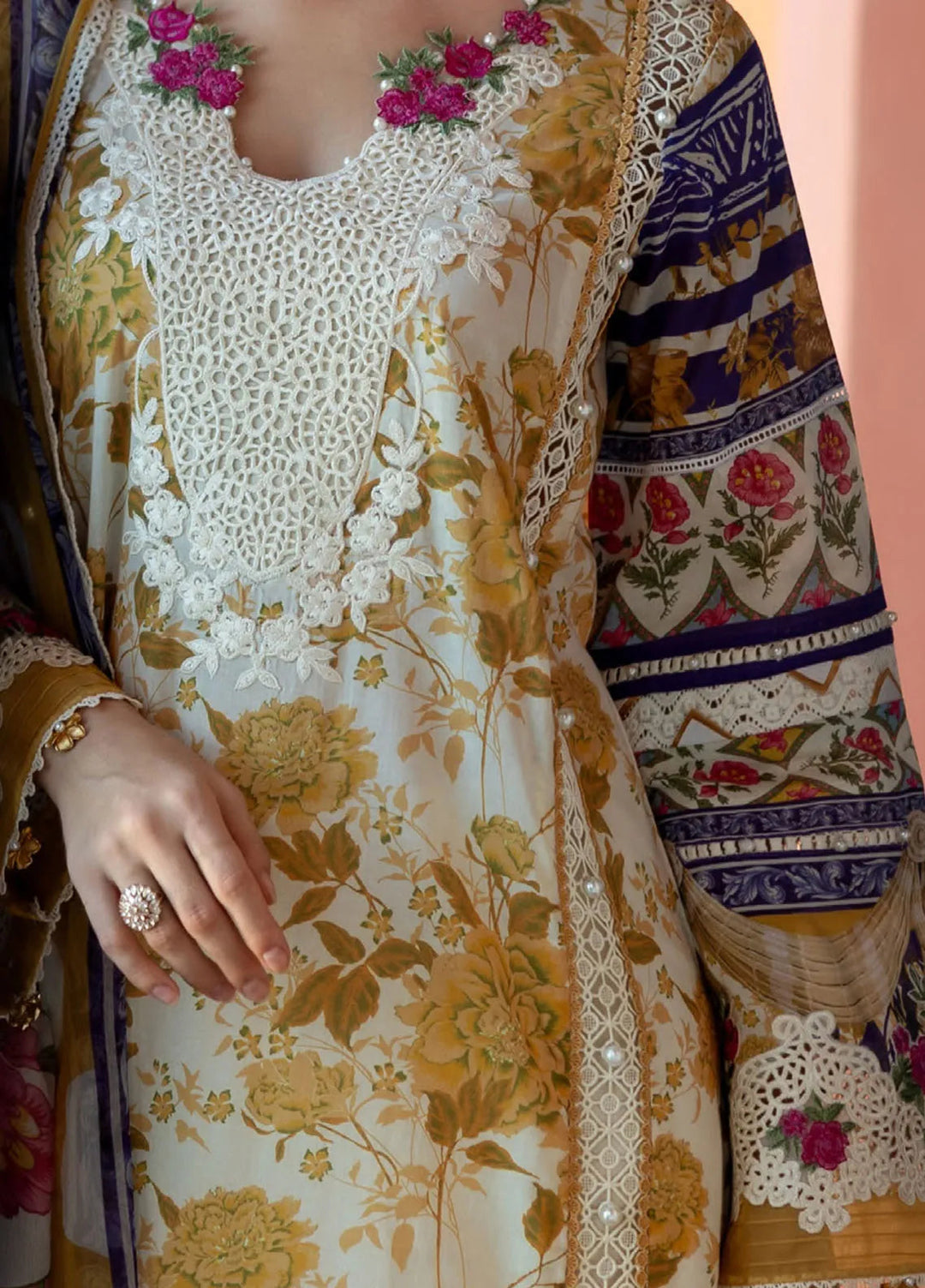 Elaf Embroidered Lawn Suits Unstitched 3 Piece EL25SL ETS-05A - Summer Collection