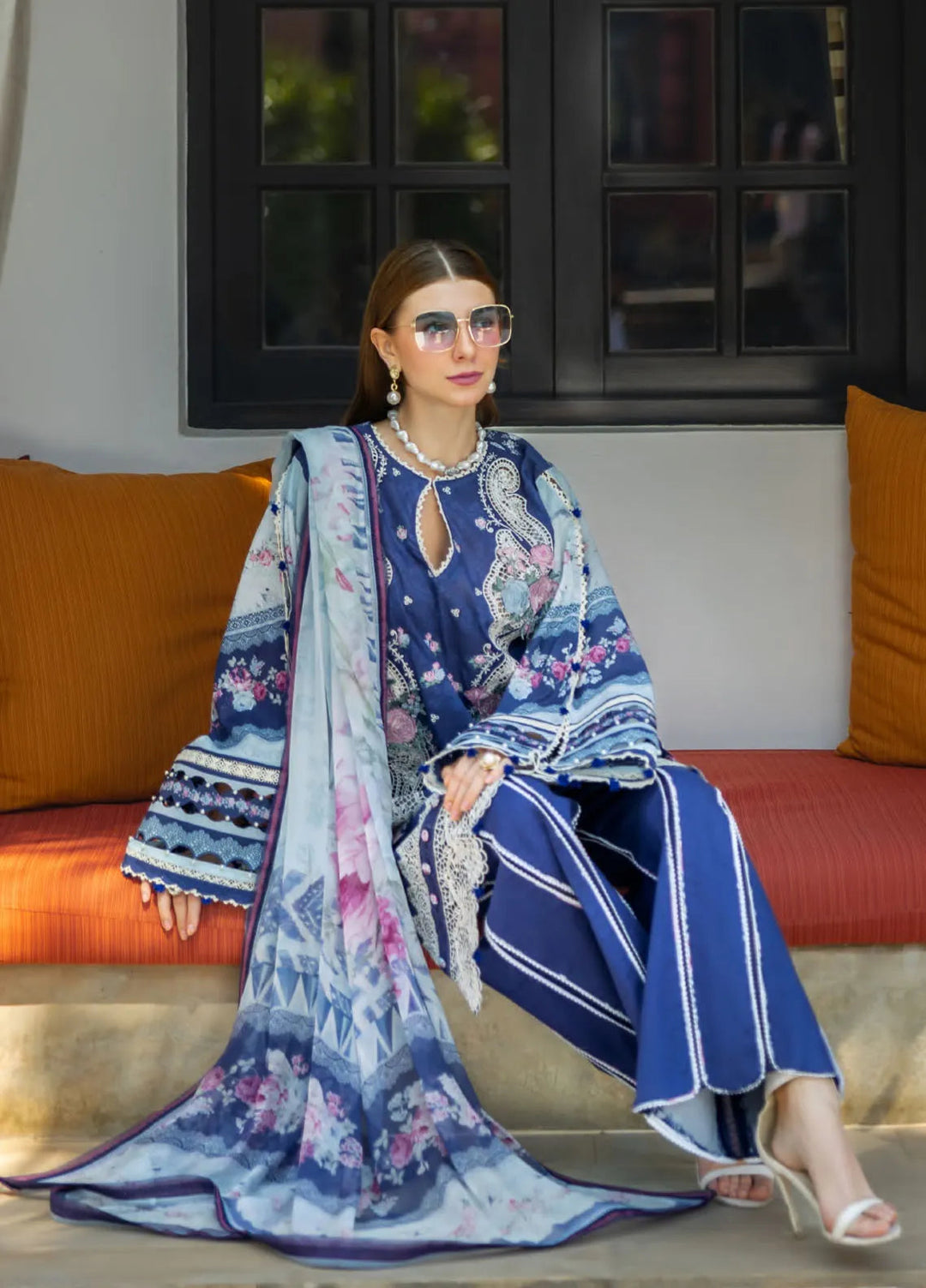 Elaf Embroidered Lawn Suits Unstitched 3 Piece EL25SL ETS-06A - Summer Collection
