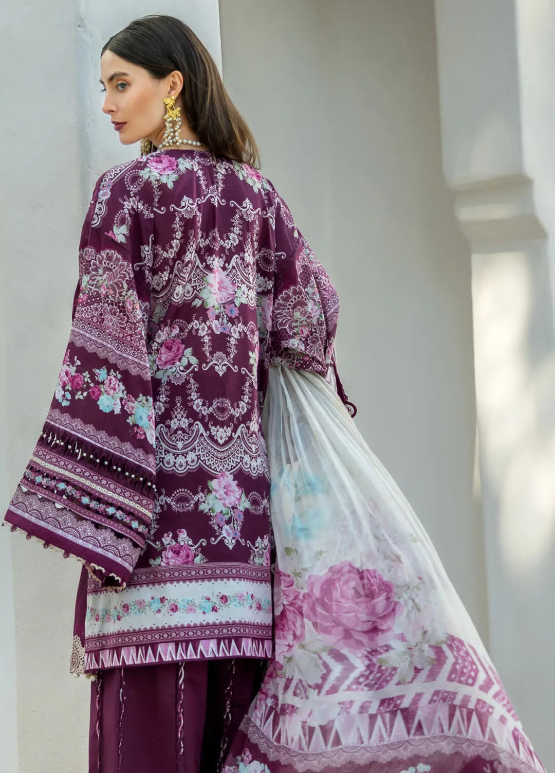 Elaf Embroidered Lawn Suits Unstitched 3 Piece EL25SL ETS-06B - Summer Collection