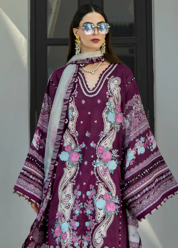 Elaf Embroidered Lawn Suits Unstitched 3 Piece EL25SL ETS-06B - Summer Collection