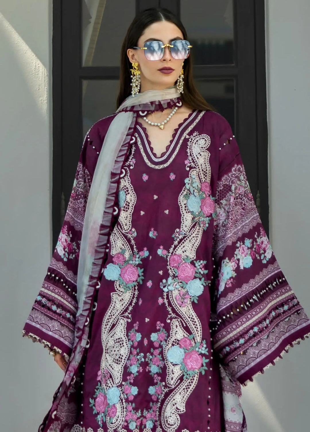 Elaf Embroidered Lawn Suits Unstitched 3 Piece EL25SL ETS-06B - Summer Collection