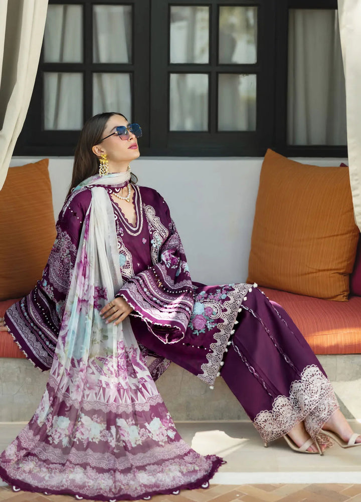 Elaf Embroidered Lawn Suits Unstitched 3 Piece EL25SL ETS-06B - Summer Collection
