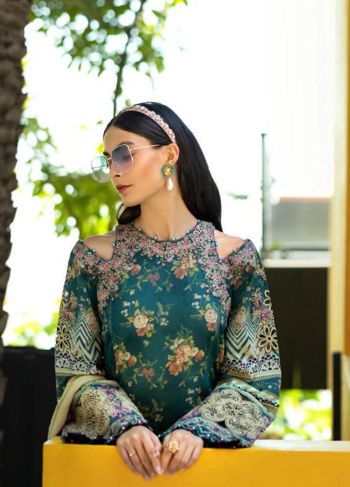 Elaf Embroidered Lawn Suits Unstitched 3 Piece EL25SL ETS-07A - Summer Collection