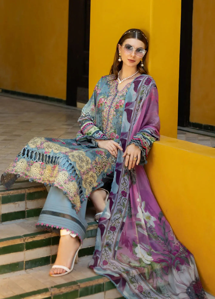 Elaf Embroidered Lawn Suits Unstitched 3 Piece EL25SL ETS-07B - Summer Collection