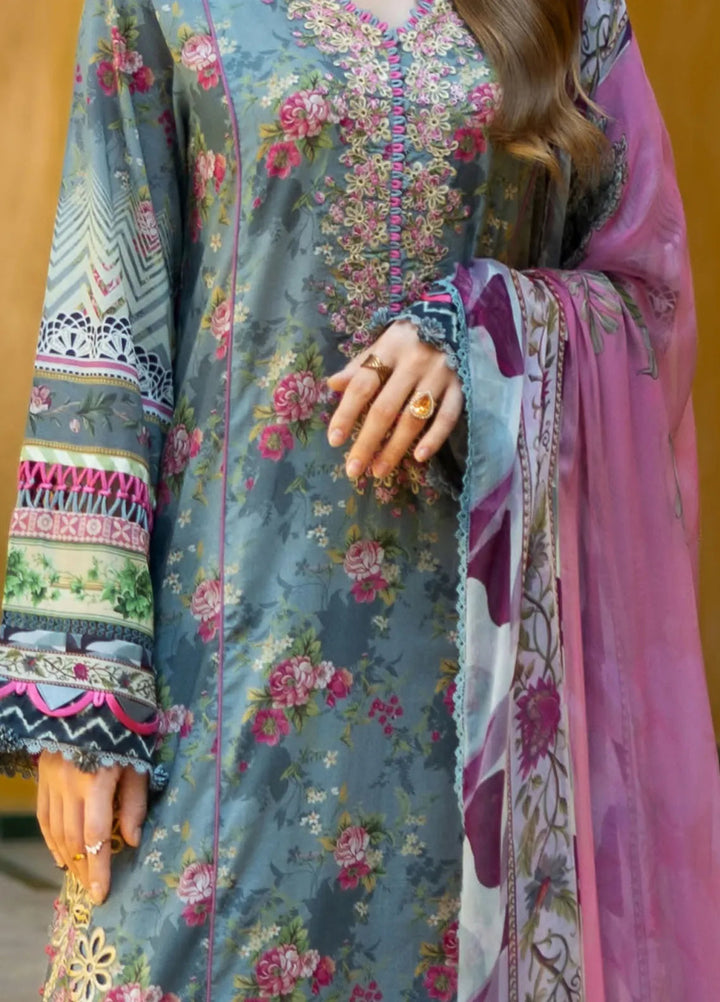 Elaf Embroidered Lawn Suits Unstitched 3 Piece EL25SL ETS-07B - Summer Collection