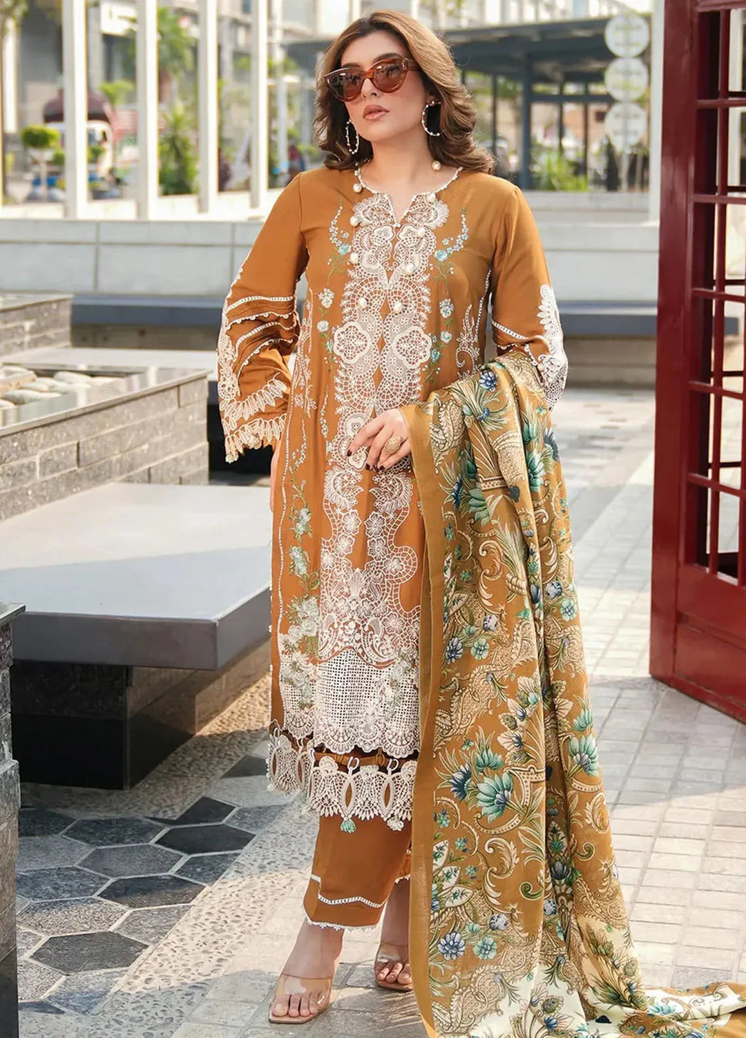 Elaf Embroidered Linen Suit Unstitched 3 Piece EPW-3A Sunkissed Meadows - Winter Collection