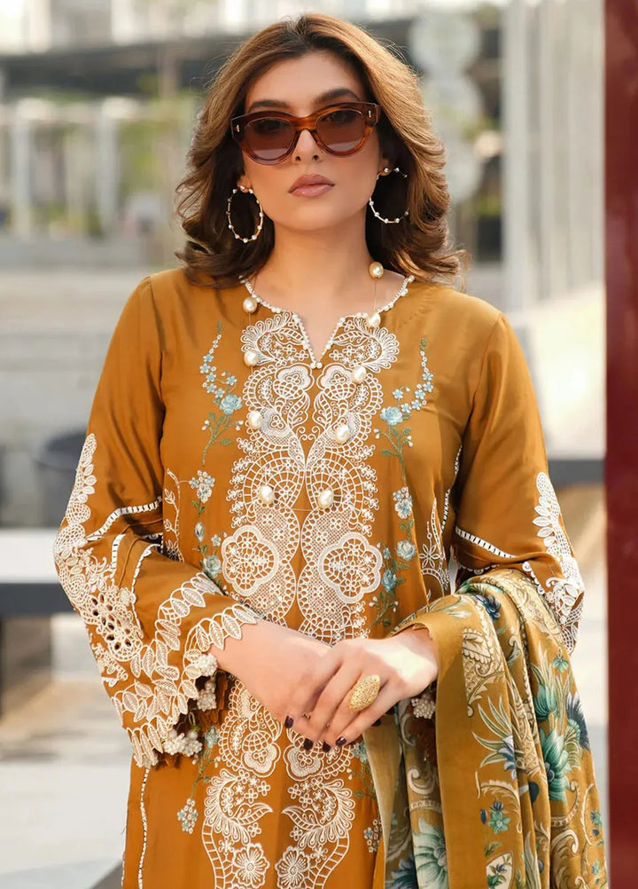 Elaf Embroidered Linen Suit Unstitched 3 Piece EPW-3A Sunkissed Meadows - Winter Collection